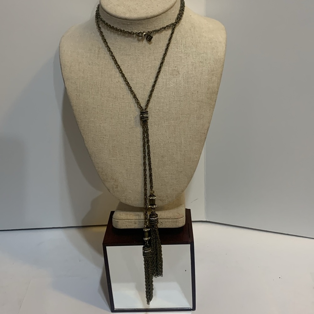 Banana Republic brass chain long tassle necklace